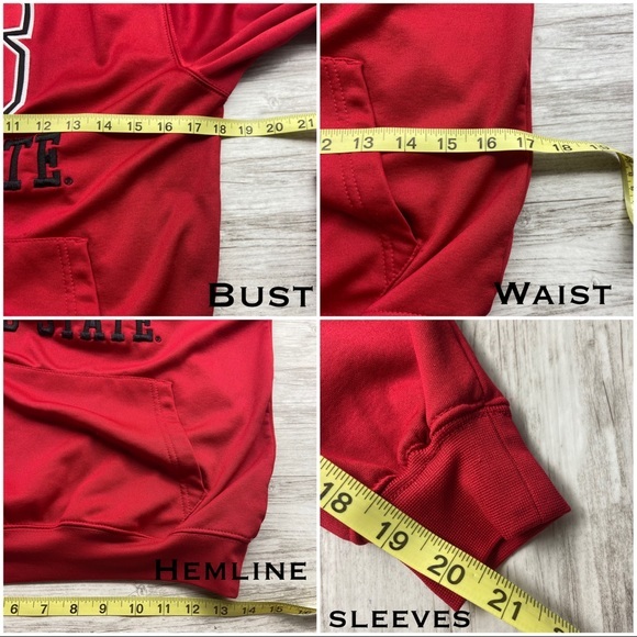 NC State University College Hoodie Sweat Shirt Fleece Lined Youth 12-14 M Red - Picture 11 of 13